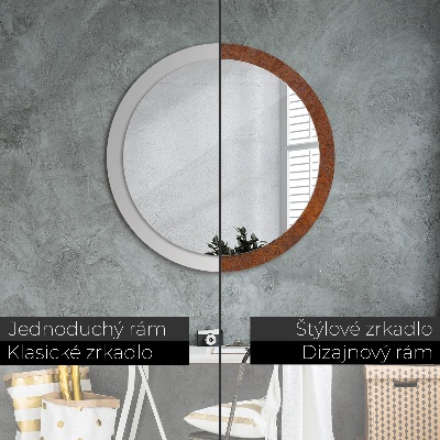 Miroir rond imprimé Métal rouillé