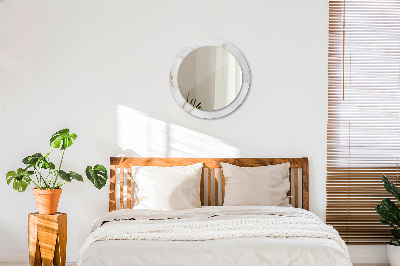 Miroir rond avec décoration Marbre en or blanc