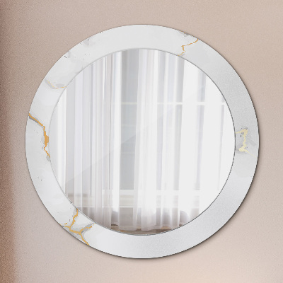 Miroir rond avec décoration Marbre en or blanc