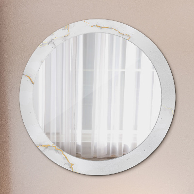 Miroir rond avec décoration Marbre en or blanc