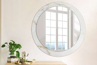 Miroir rond avec décoration Marbre en or blanc
