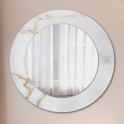 Miroir rond avec décoration Marbre en or blanc