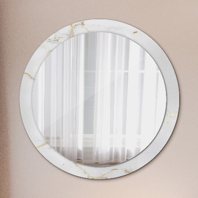 Miroir rond avec décoration Marbre en or blanc