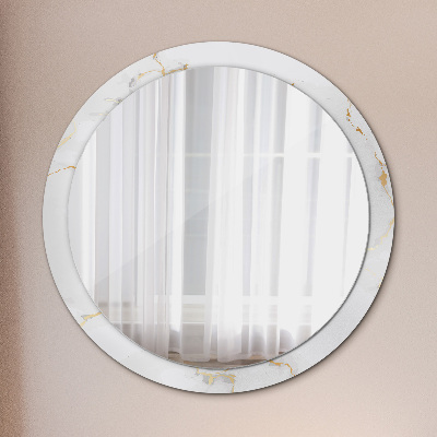 Miroir rond avec décoration Marbre en or blanc