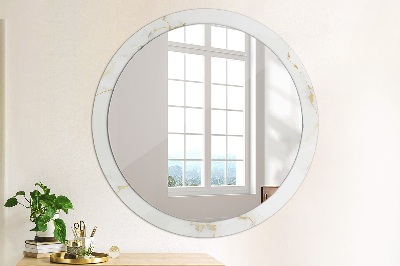 Miroir rond avec décoration Marbre en or blanc