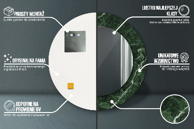 Miroir rond imprimé Marbre vert