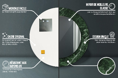 Miroir rond imprimé Marbre vert