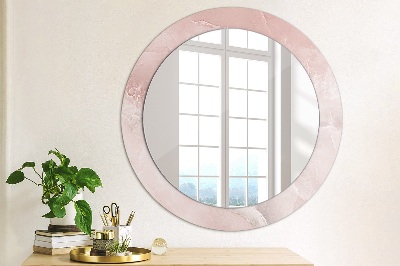 Miroir rond avec décoration Pierre rose