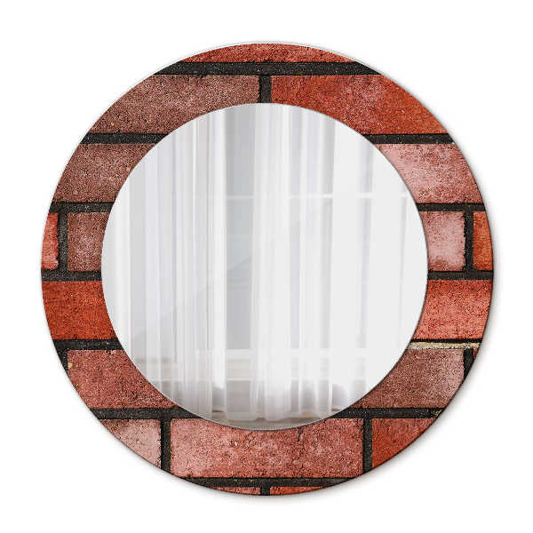 Miroir rond imprimé En brique rouge