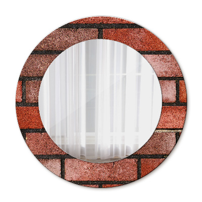 Miroir rond imprimé En brique rouge