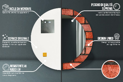 Miroir rond imprimé En brique rouge