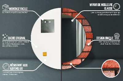 Miroir rond imprimé En brique rouge