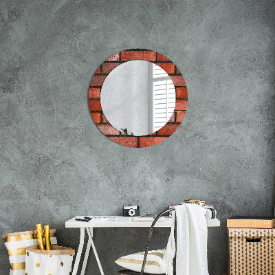 Miroir rond imprimé En brique rouge