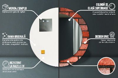 Miroir rond imprimé En brique rouge