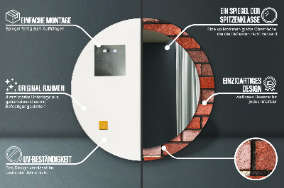 Miroir rond imprimé En brique rouge
