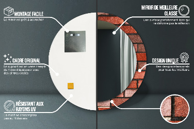 Miroir rond imprimé En brique rouge