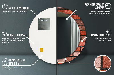Miroir rond imprimé En brique rouge