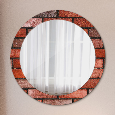 Miroir rond imprimé En brique rouge