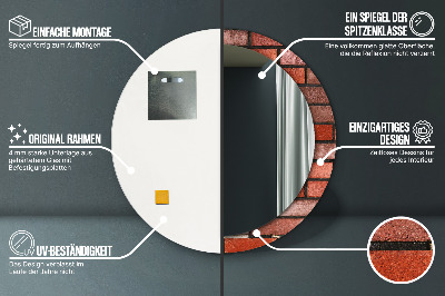 Miroir rond imprimé En brique rouge