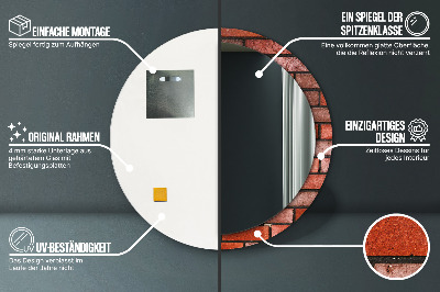 Miroir rond imprimé En brique rouge