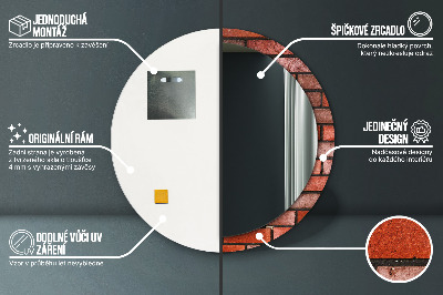 Miroir rond imprimé En brique rouge