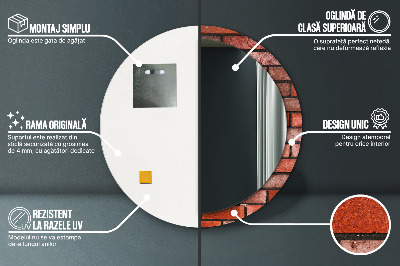 Miroir rond imprimé En brique rouge