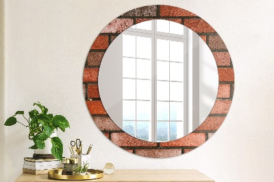 Miroir rond imprimé En brique rouge