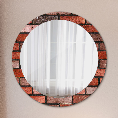 Miroir rond imprimé En brique rouge