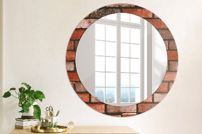 Miroir rond imprimé En brique rouge