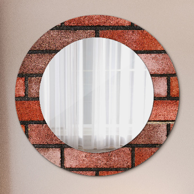 Miroir rond imprimé En brique rouge