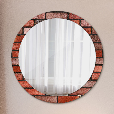 Miroir rond imprimé En brique rouge