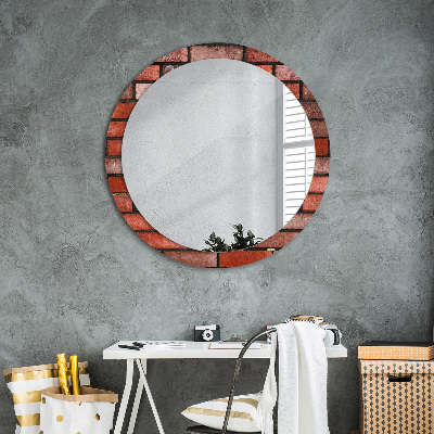 Miroir rond imprimé En brique rouge