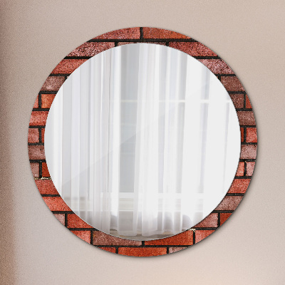 Miroir rond imprimé En brique rouge