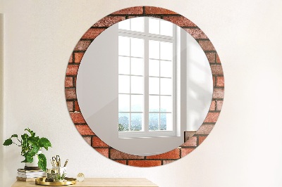 Miroir rond imprimé En brique rouge