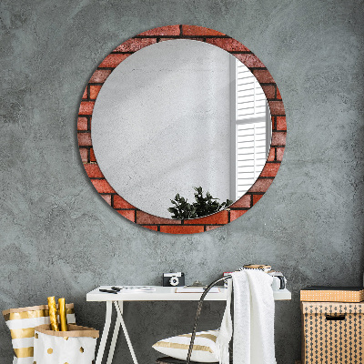 Miroir rond imprimé En brique rouge