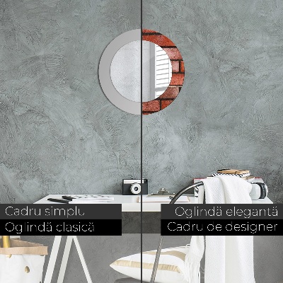 Miroir rond imprimé En brique rouge