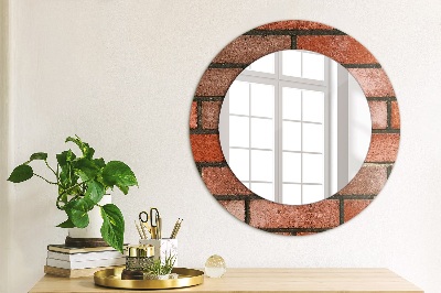 Miroir rond imprimé En brique rouge