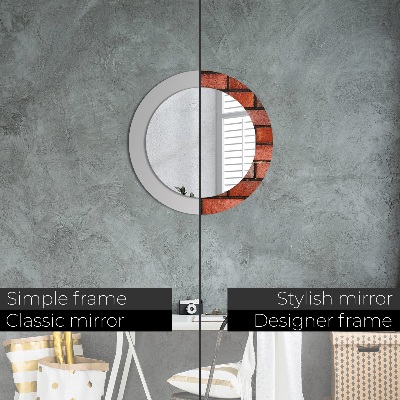 Miroir rond imprimé En brique rouge