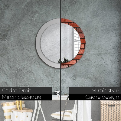 Miroir rond imprimé En brique rouge