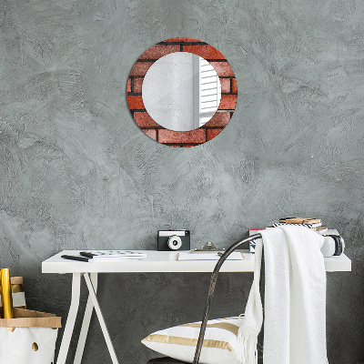 Miroir rond imprimé En brique rouge