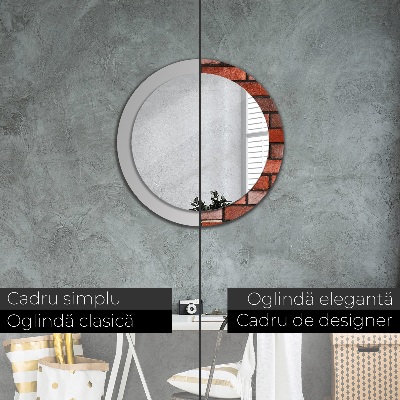 Miroir rond imprimé En brique rouge