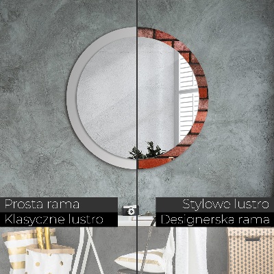 Miroir rond imprimé En brique rouge