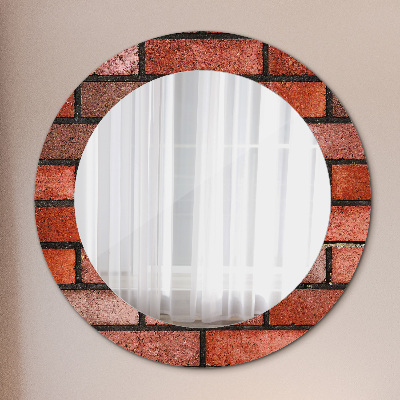 Miroir rond imprimé En brique rouge