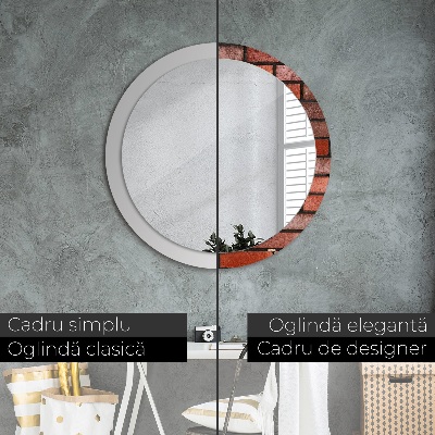 Miroir rond imprimé En brique rouge