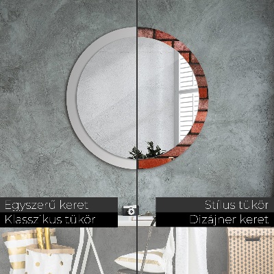 Miroir rond imprimé En brique rouge