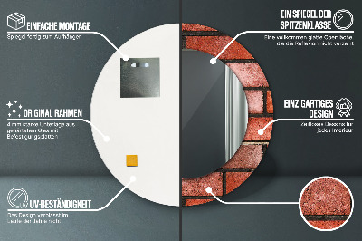 Miroir rond imprimé En brique rouge