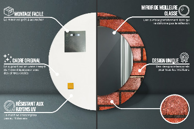 Miroir rond imprimé En brique rouge