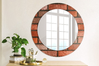Miroir rond imprimé En brique rouge