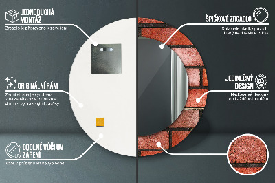 Miroir rond imprimé En brique rouge