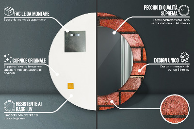 Miroir rond imprimé En brique rouge